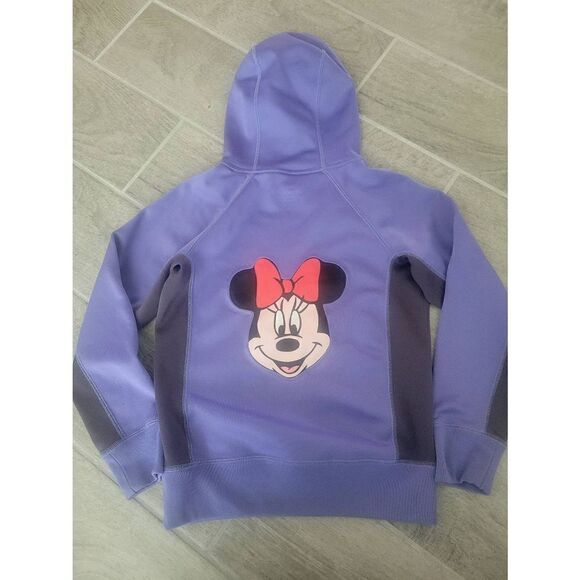 Girls Nike Therma-Fit Hoodie Purple Size  Medium Upworked Reworked Minnie Mouse - Picture 3 of 5